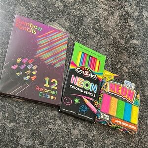 Rainbow Pencils & Neon Colored Pencils & Neon Sidewalk Chalk - Assorted Colors